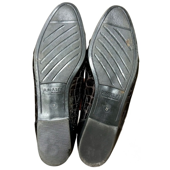 Amalfi by Rangoni Black Croc-Embossed Patent Leather Flats – Size 11M - Picture 6 of 9